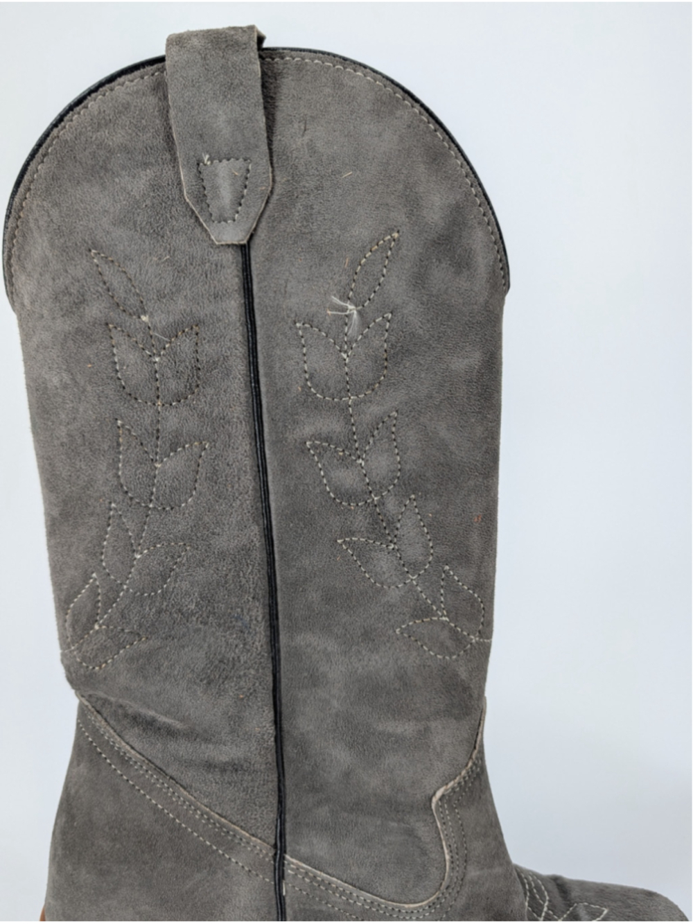 Vintage 1970s Wolverine Pigskin Suede Cowboy Boots Gray Women’s 8 M w/Box USA - Picture 14 of 14